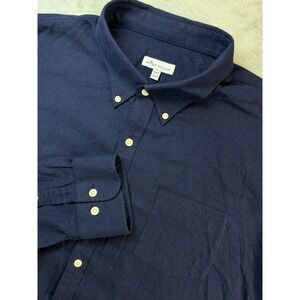 Peter Millar Shirt Mens 2XL Blue Long Sleeve Button Down Brushed Cotton Stretch
